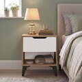 Noptiera, Hanah Home, Vel3-Sw, 44x52.2x34.4 cm, PAL, Stejar / Alb