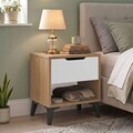 Noptiera, Hanah Home, Vel3-Sw, 44x52.2x34.4 cm, PAL, Stejar / Alb