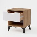 Noptiera, Hanah Home, Vel3-Sw, 44x52.2x34.4 cm, PAL, Stejar / Alb