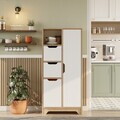Dulap multifunctional, Hanah Home, LIB1-SW, 71x140x34 cm, PAL, Stejar / Alb