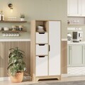 Dulap multifunctional, Hanah Home, LIB1-SW, 71x140x34 cm, PAL, Stejar / Alb