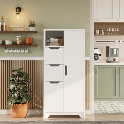 Dulap multifunctional, Hanah Home, LIB1-W, 71x140x34 cm, PAL, Alb