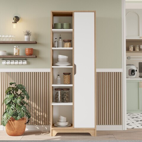 Dulap multifunctional, Hanah Home, LIB2-SW, 72x180x34 cm, PAL, Stejar / Alb