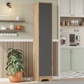 Dulap multifunctional, Hanah Home, LIB3-AA, 36.5x180x34 cm, PAL, Pin Atlantic / Antracit