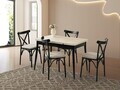 Masa extensibila, Hanah Home, Kent, PAL, Travertin / Negru