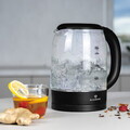 Fierbator electric Blaumann, Black Silver, 1.7L, 2200W, sticla borosilicata/plastic, negru/transparent