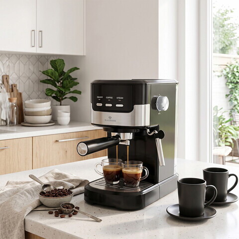 Espressor Blaumann, Black Silver, 1100W, inox, negru/argintiu