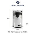 Cos de gunoi cu pedala Blaumann, Accessories, 12L, 25x39 cm, inox/plastic, argintiu