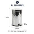 Cos de gunoi cu pedala Blaumann, Accessories, 20L, 29.2x44 cm, inox/plastic, argintiu