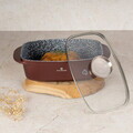 Tava cu capac cu invelis ceramic Blaumann, Cera Stone, 32x21x10.6 cm, 6L, aluminiu turnat, rosu caramiziu