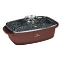 Tava cu capac cu invelis ceramic Blaumann, Cera Stone, 32x21x10.6 cm, 6L, aluminiu turnat, rosu caramiziu