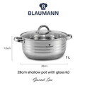 Oala cu capac Blaumann, Gourmet, BL-1504W, 28 cm, 5.3L, inox, argintiu