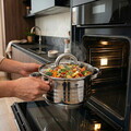 Oala cu capac Blaumann, Gourmet, BL-1008A, 20 cm, 4.3L, inox, argintiu