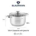 Oala cu capac Blaumann, Gourmet, BL-1020A, 20 cm, 3.8L, inox, argintiu