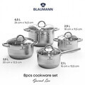 Set de gatit 8 piese,, Blaumann, Gourmet, inox, argintiu