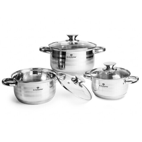 Set de gatit 6 piese, Blaumann, Gourmet, inox, argintiu