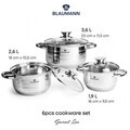 Set de gatit 6 piese, Blaumann, Gourmet, inox, argintiu