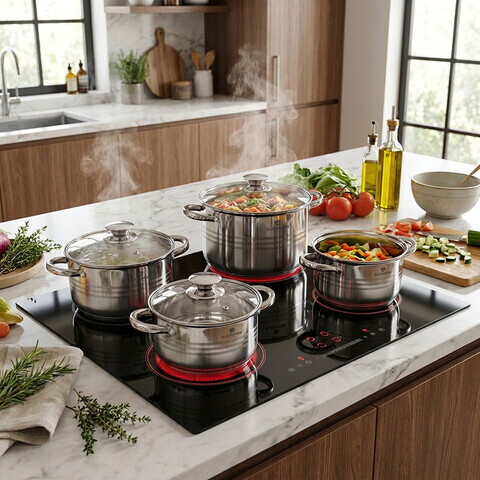 Set de gatit 8 piese, Blaumann, Gourmet, inox, argintiu