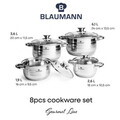 Set de gatit 8 piese, Blaumann, Gourmet, inox, argintiu