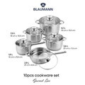 Set de gatit 10 piese, Blaumann, Gourmet Jumbo, inox, argintiu