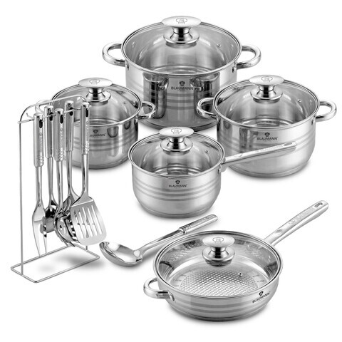 Set de gatit 17 piese, Blaumann, Gourmet, inox, argintiu