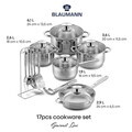Set de gatit 17 piese, Blaumann, Gourmet, inox, argintiu