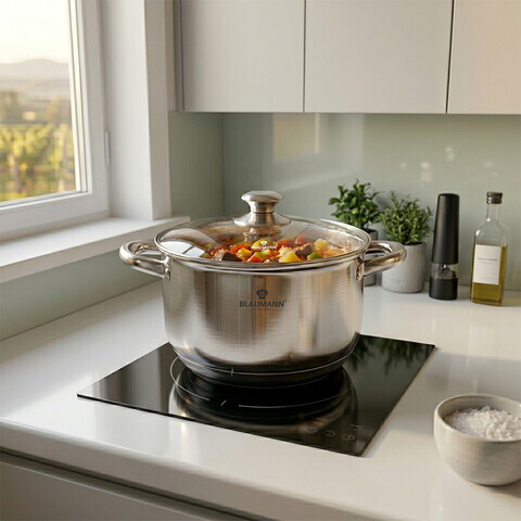 Cratita cu capac Blaumann, Gourmet, 18 cm, 2.6L, inox, argintiu