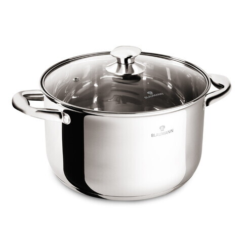 Oala cu capac Blaumann, Gourmet, 24 cm, 6L, inox, argintiu