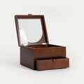 Cutie de bijuterii Liore, Homla, 20x20x13.5 cm, MDF/sticla, maro
