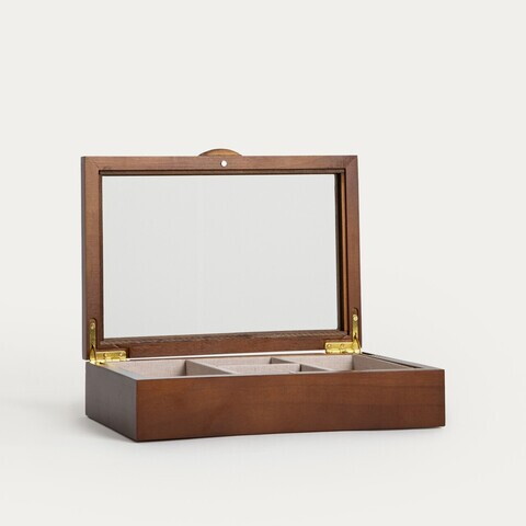 Cutie de bijuterii Liore, Homla, 24x16.5x6 cm, lemn/MDF/sticla, maro