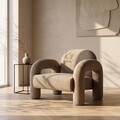 Fotoliu Sedia, Homla, 95x88x70 cm, MDF/metal/tesatura teddy boucle, bej