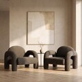 Fotoliu Sedia, Homla, 95x88x70 cm, MDF/metal/tesatura teddy boucle, maro