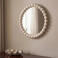 Oglinda decorativa Siva, Homla, 50x50 cm, plastic/MDF/sticla, bej