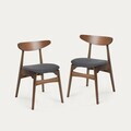 Set 2 scaune Eroso, Homla, 48x55.5x74.8 cm, lemn/poliester, maro/gri
