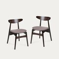 Set 2 scaune Eroso, Homla, 48x55.5x74.8 cm, lemn/poliester, maro inchis/bej