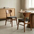 Set 2 scaune Nergu, Homla, 46x54.2x80 cm, lemn/poliester, maro/gri