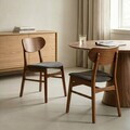 Set 2 scaune Nergu, Homla, 46x54.2x80 cm, lemn/poliester, maro/gri