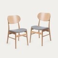 Set 2 scaune Nergu, Homla, 46x54.2x80 cm, lemn/poliester, natur/gri