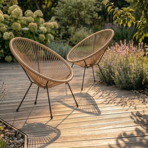 Set 2 scaune pentru terasa/gradina Acapulco Fiesta, Homla, 70x73x80 cm, metal/plastic, natur