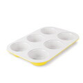 Set tava pentru briose si punga cu 4 duze de rezerva, Berlinger, Minions Collection, 26.5x18.5x2.5 cm, otel carbon, galben/alb