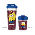 Blender pentru smoothie Berlinger, Minions Collection, 320W, 300 ml/600 ml, inox/plastic, galben/albastru
