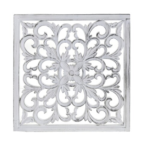 Decoratiune de perete InArt Acanthus, 40 x 40 cm, plastic, alb/ivoriu