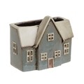 Ghiveci InArt House, 17 x 9 x 14.5 cm, ceramica, albastru/ivoriu