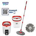 Set curatenie cu pedala Wash and Dry, Clean Step, Heinner Care, 25.5x 25x30.5 cm, inox/plastic, alb/rosu