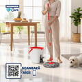 Set curatenie cu pedala Wash and Dry, Clean Step, Heinner Care, 25.5x 25x30.5 cm, inox/plastic, alb/rosu