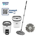 Set curatenie cu pedala Wash and Dry, Clean Step, Heinner Care, 25.5x 25x30.5 cm, inox/plastic, alb/gri