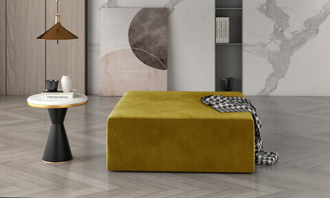 Taburet ELTAP, Kelim, 83x83x42 cm, lemn/poliester, mustar
