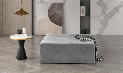 Taburet ELTAP, Kelim, 83x83x42 cm, lemn/poliester, gri deschis