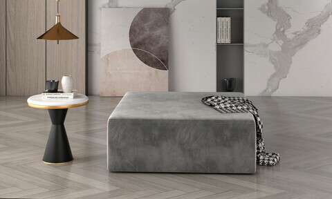 Taburet ELTAP, Kelim, 83x83x42 cm, lemn/poliester, gri