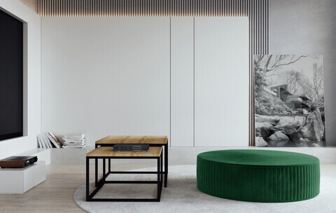 Taburet ELTAP, Lara, 73x27 cm, lemn/poliester, verde inchis